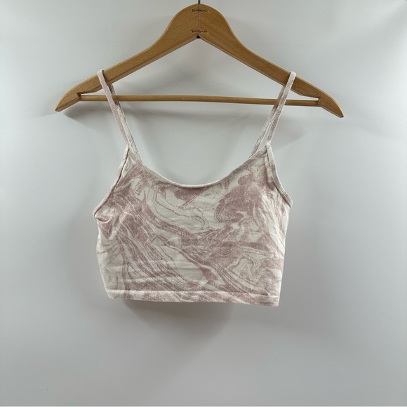 Forever 21 Cropped Tank Top – White & Light Purple Marble Pattern, Size Small - Picture 1 of 5
